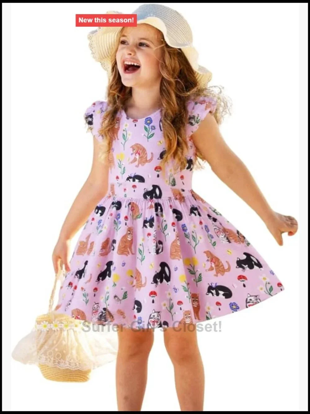 Little Girl Short Sleeve Cotton Applique Tunic Dress